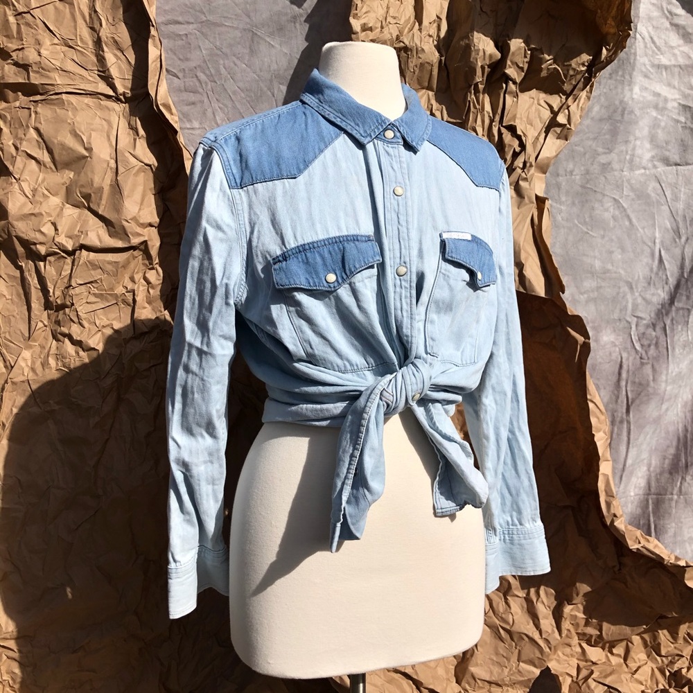 Contrasting Denims Wester Shirt
